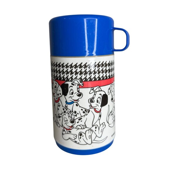 Vintage Aladdin Disney 101 Dalmatians Thermos 6.5" Blue Lid & Cup Plastic - Picture 3 of 7